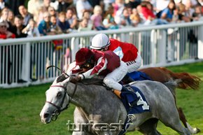 Nice Danon und Eduardo Pedroza gewinnen das Zukunft-Rennen. © turfstock.com/Balogh