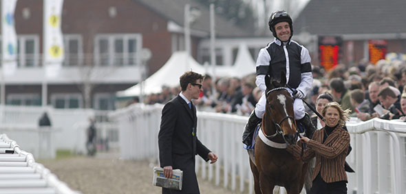 12.03.2015 - Cheltenham; Winners presentation with Call The Cops ridden by Andrew Tinkler after winning the Pertemps Network Final (A Handicap Hurdle) (Listed Race). Credit: Lajos-Eric Balogh/turfstock.com