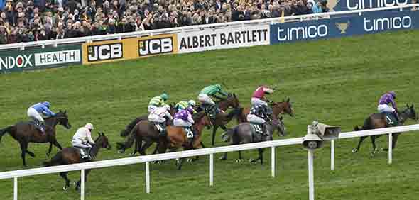 17.03.2017 - Cheltenham; Arctic Fire (No.1) ridden by Paul Townend chased home by the field wins the Randox Health County Handicap Hurdle (Grade 3) at Cheltenham-Racecourse/Great Britain. Credit: Lajos-Eric Balogh/turfstock.com